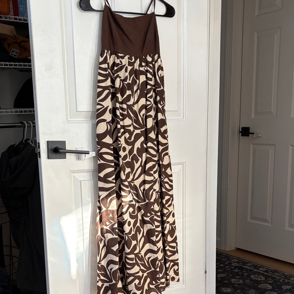Brown and Cream Patterned Women's Dress